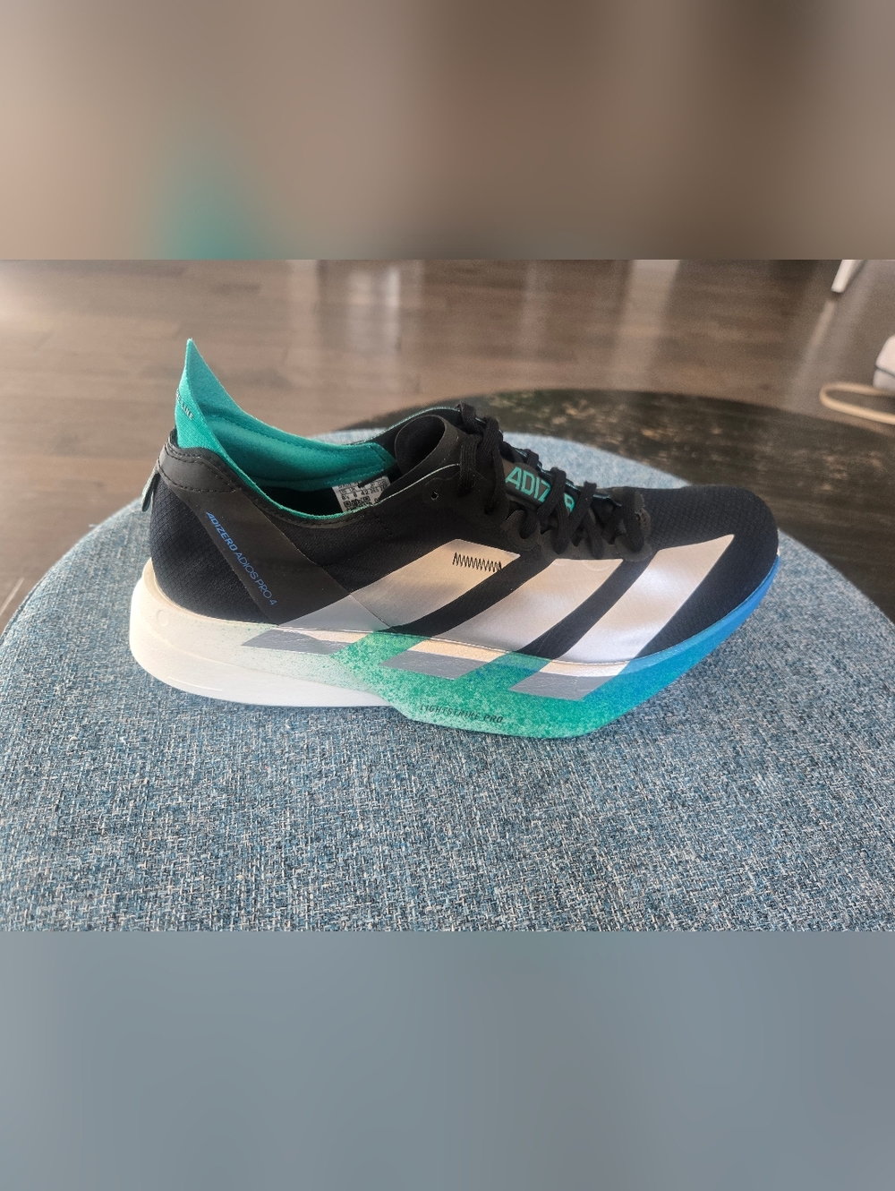 Adidas Adizero Adios Pro 4 Black & Teal Racing Shoes - Picture 3 of 10